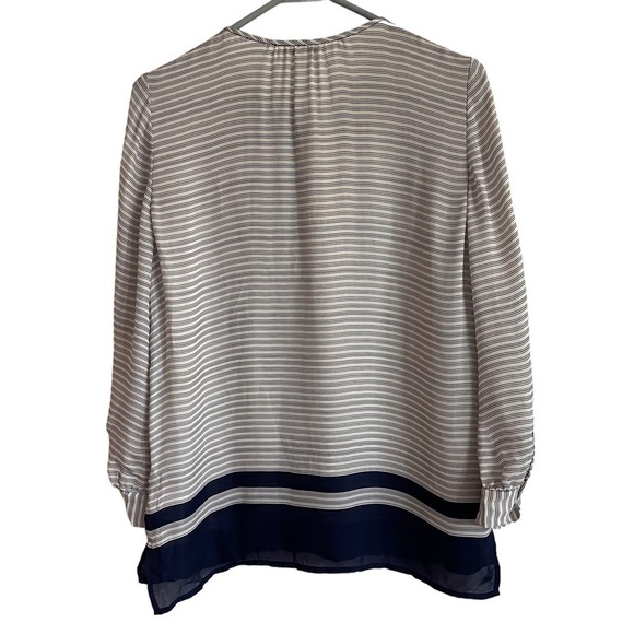 Joie Modine Striped Pintuck Blouse, 100% Silk, Navy & White, Size S - Picture 7 of 9